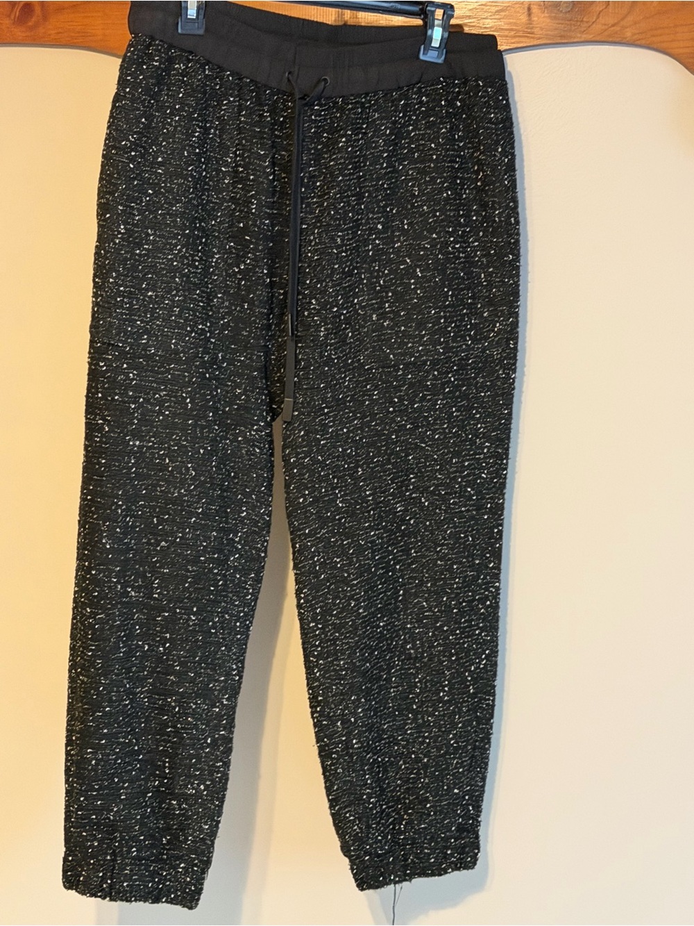 Zara Black Tweed-Effect Pants with White Flecking